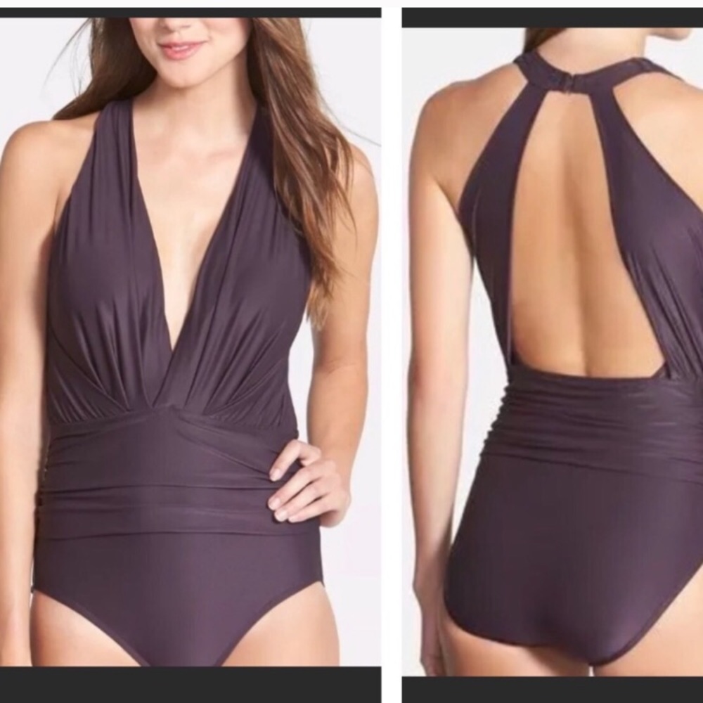 Badgley Mischka  Charcoal color one piece
